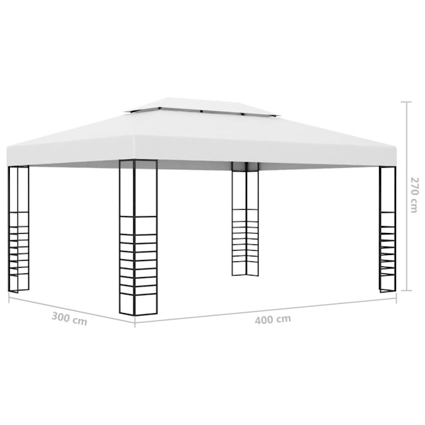 vidaXL Paviljong med ljusslinga LED 4x3x2,7 m vit Vit