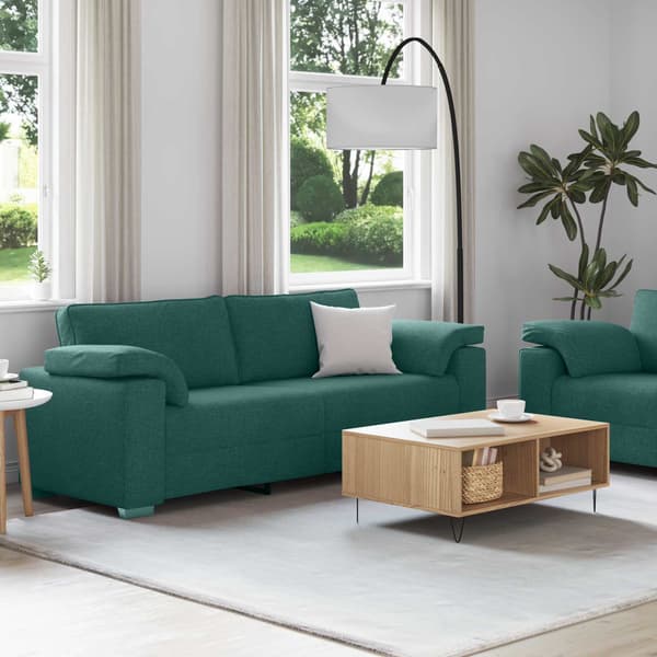 vidaXL Soffa 2 st Mörkgrön tyg Grön