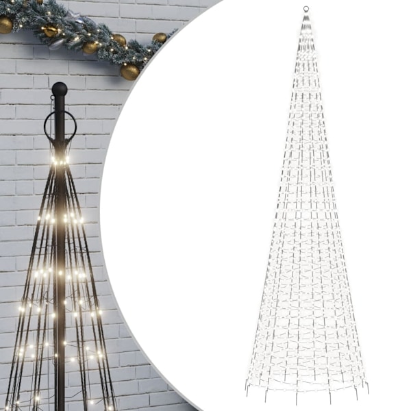 vidaXL LED julgran på flaggstång 1534 LEDs kallvit 500 cm Kallvit