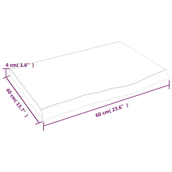 vidaXL Bordsskiva mörkbrun 60x40x(2-4) cm behandlad massiv ek Brun
