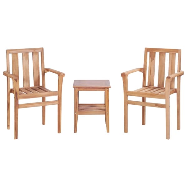 vidaXL Caféset 3 delar massiv teak Brun
