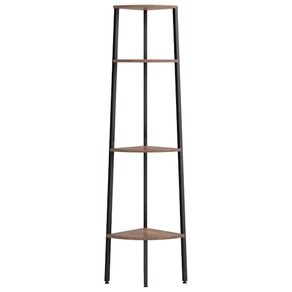 vidaXL Hörnhylla 4 hyllplan mörkbrun och svart 45,5x31,5x150 cm Brun
