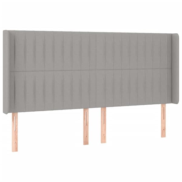 vidaXL Sänggavel LED ljusgrå 163x16x118/128 cm tyg Grå