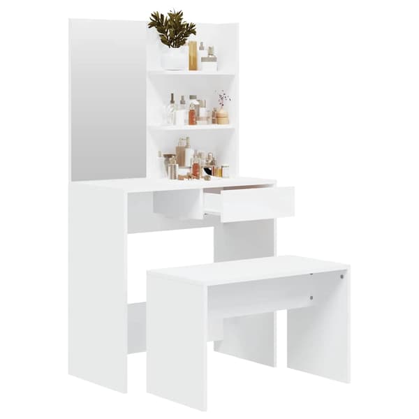 vidaXL Sminkbord set vit 74,5x40x141 cm Vit
