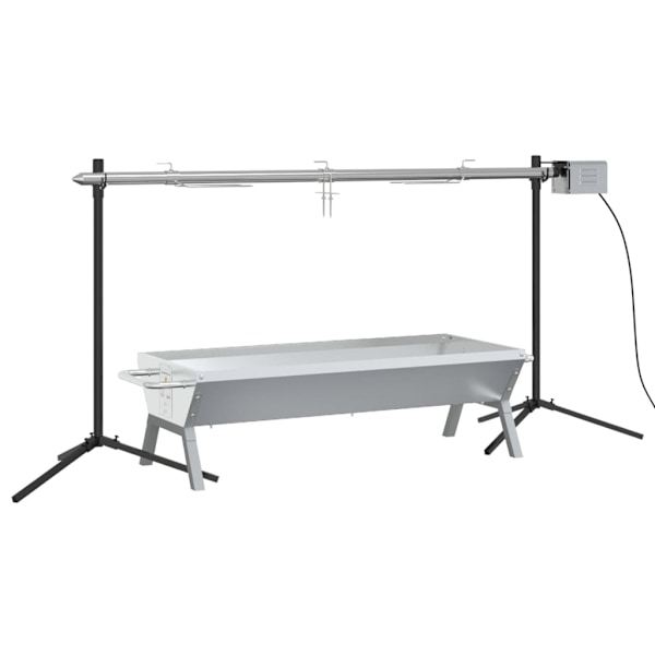 vidaXL Automatisk grill med bricka rostfritt stål Silver