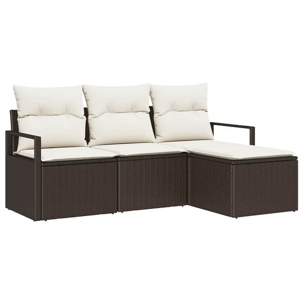 vidaXL Soffset 4 st Brun och Kräm konstrotting Brun