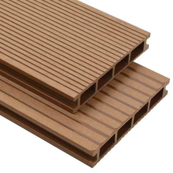 vidaXL WPC ihåliga golvplattor med tillbehör 16 m² 2,2 m teak Brun