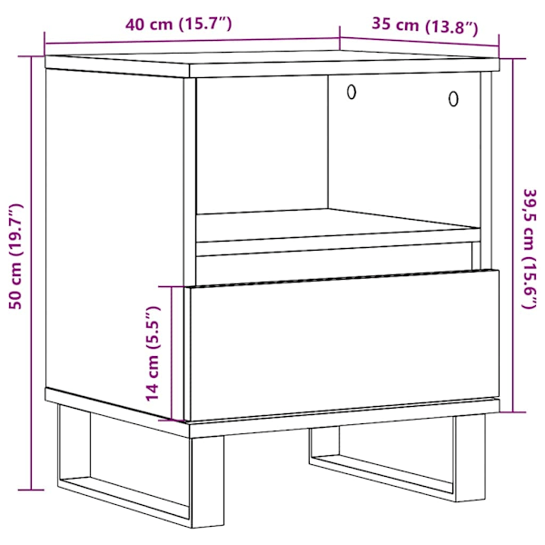 vidaXL Sängbord sonoma-ek 40x35x50 cm konstruerat trä Brun