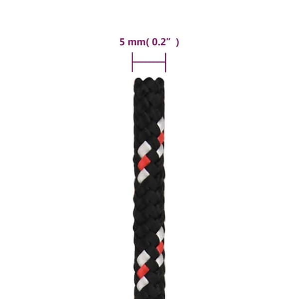 vidaXL Båtlina svart 5 mm 25 m polypropen