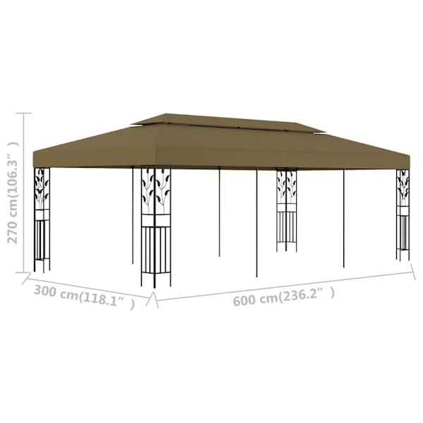 vidaXL Paviljong 6x3 m taupe 180 g/m² Taupe