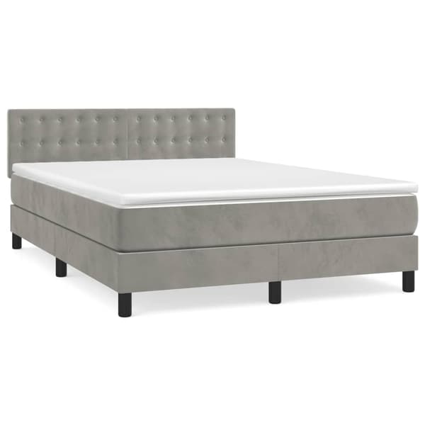 vidaXL Ramsäng med madrass ljusgrå 140x190 cm sammet Grå