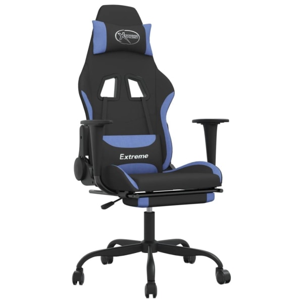 vidaXL Gamingstol med fotstöd och massage svart och blå tyg Blå 4231 | Blå  | 16300 | Fyndiq