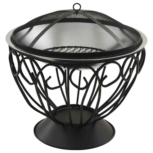 vidaXL 2-i-1 Eldstad grill och eldgaffel 59x59x60 cm rostfritt stål Silver
