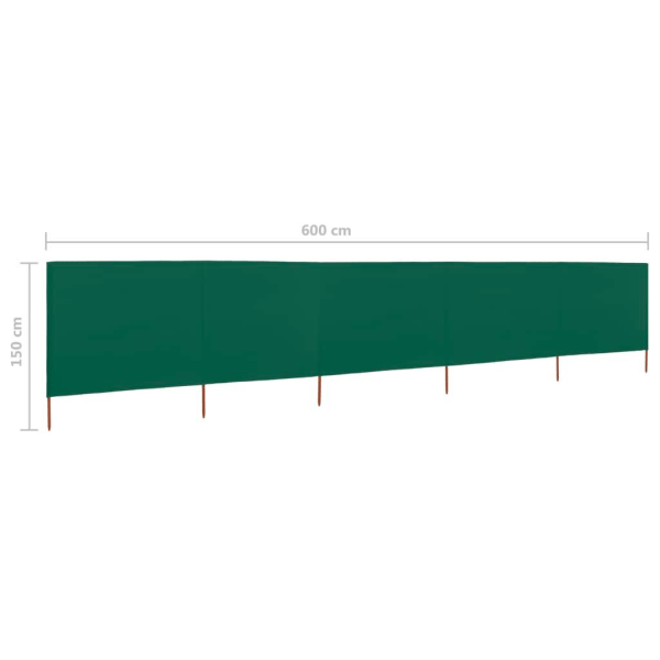 vidaXL Vindskydd 5 paneler tyg 600x120 cm grön Grön