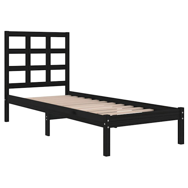 vidaXL Sängram svart massiv furu 75x190 cm Svart