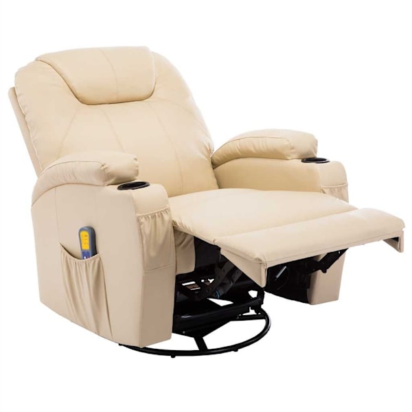 vidaXL Gungande massagefåtölj justerbar gräddvit konstläder Creme
