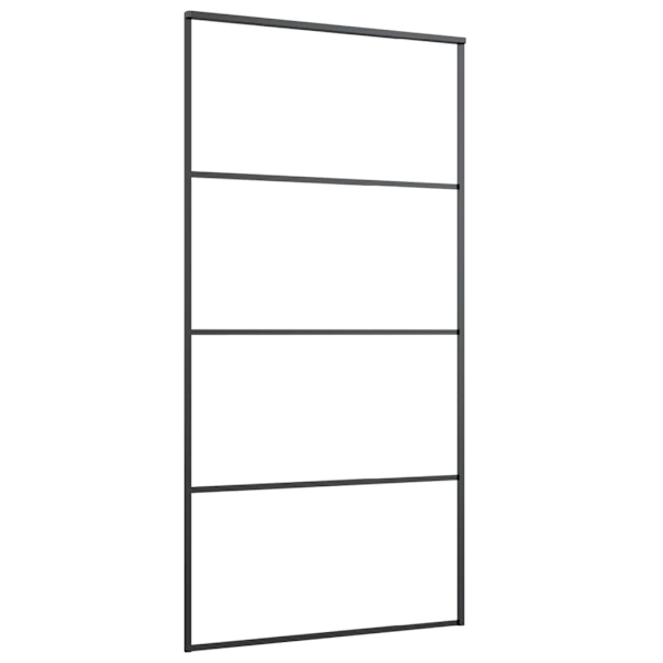 vidaXL Skjutdörr frostat ESG-glas och aluminium 102,5x205 cm svart Svart