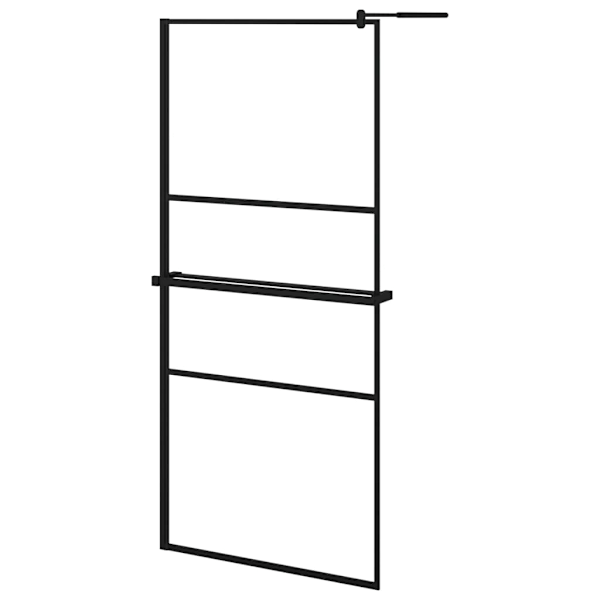 vidaXL Duschvägg med hylla svart 90x195 cm ESG-glas&aluminium Svart