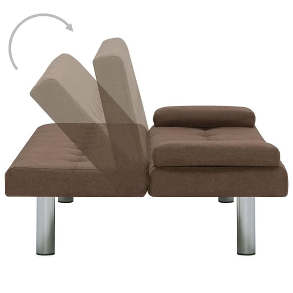 vidaXL Bäddsoffa med två kuddar brun polyester Brun