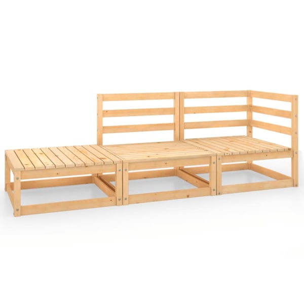 vidaXL Loungegrupp 3 delar massiv furu Brun