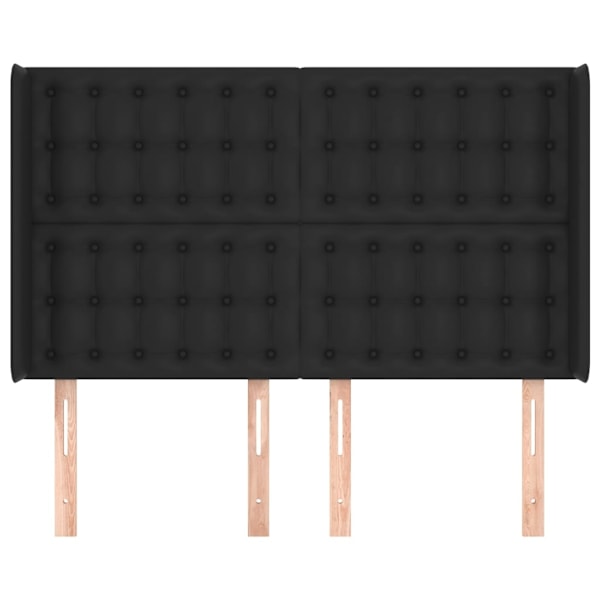 vidaXL Sänggavel med kanter svart 147x16x118/128 cm konstläder Svart