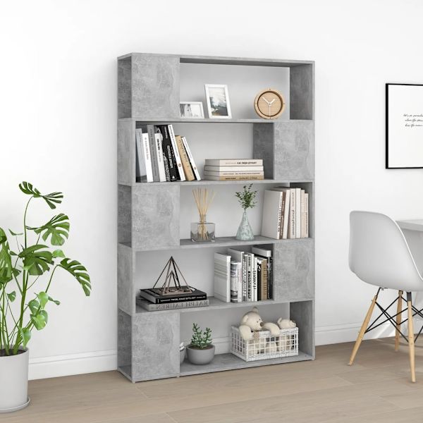 vidaXL Bokhylla/Rumsavdelare betonggrå 100x24x155 cm konstruerat trä grå