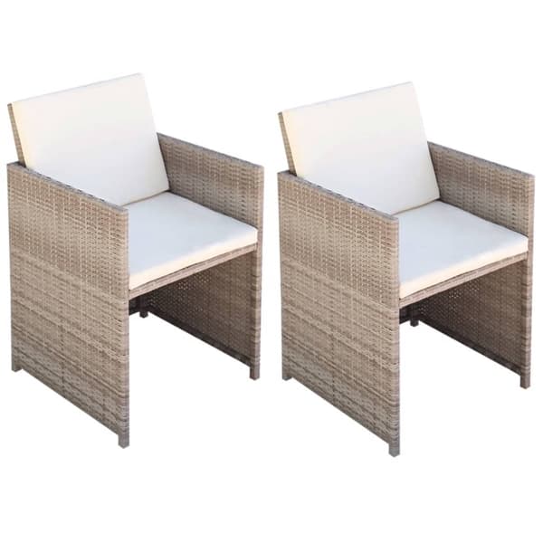 vidaXL Matstolar 2 st grå 52x56x85 cm polyrotting Beige