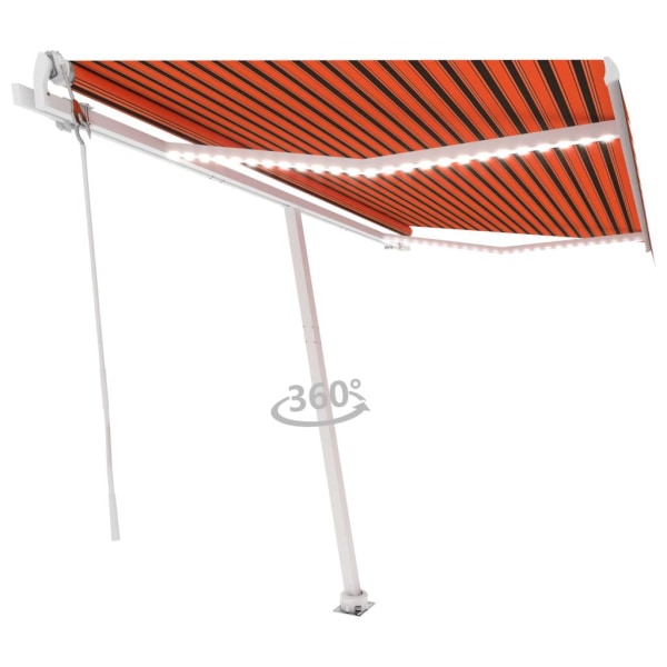 vidaXL Automatisk markis med vindsensor & LED 400x350 cm orange/ Flerfärgsdesign