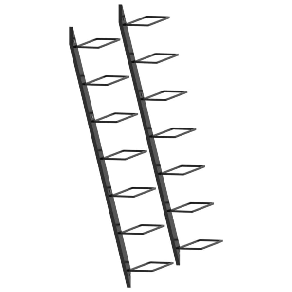 vidaXL Väggmonterade vinställ för 14 flaskor 2 st svart metall Svart