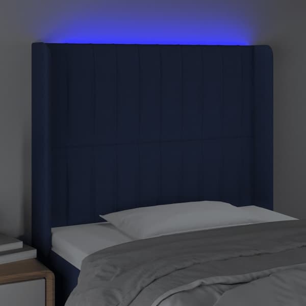 vidaXL Sänggavel LED blå 93x16x118/128 cm tyg Blå