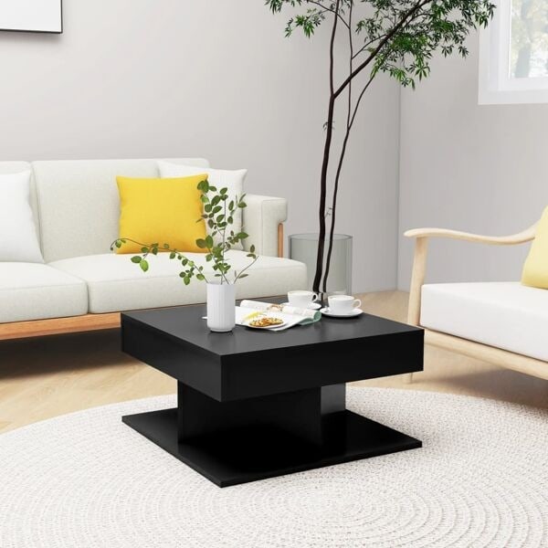 vidaXL Soffbord svart 57x57x30 cm konstruerat trä Svart