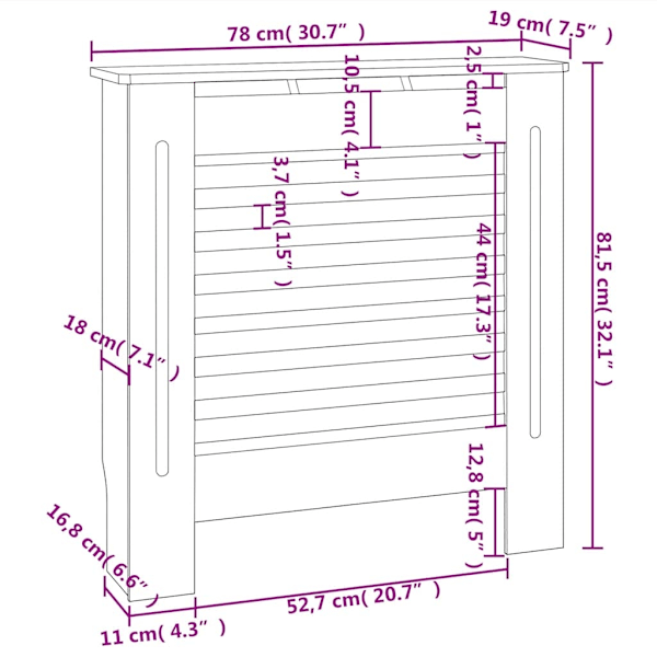 vidaXL Elementskydd MDF svart 78 cm Svart