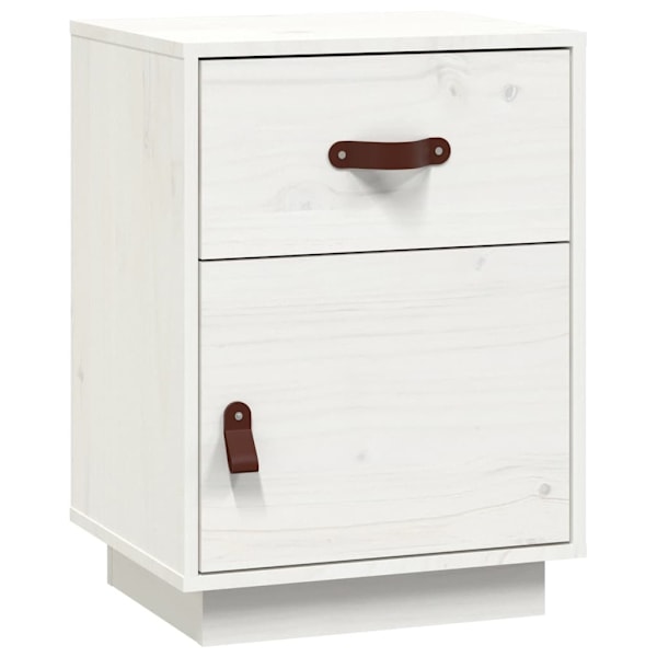 vidaXL Sängbord vit 40x34x55 cm massiv furu Vit