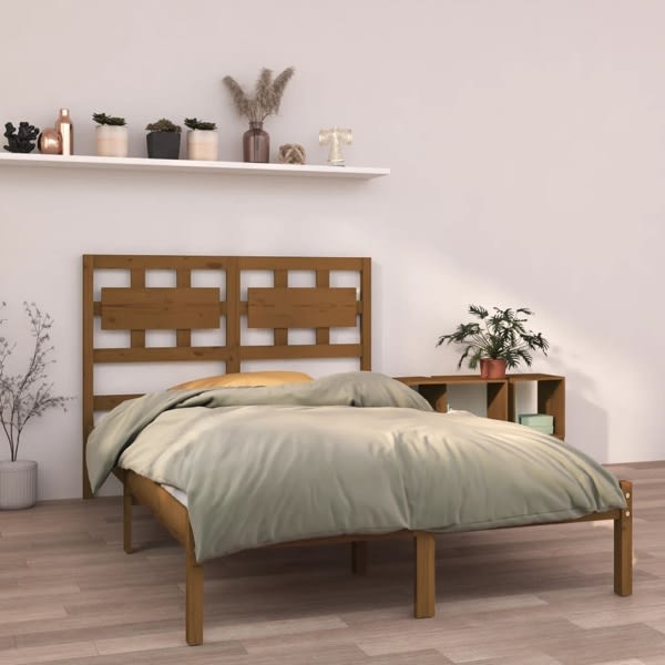 vidaXL Sängram honungsbrun massivt trä 150x200 cm Brun