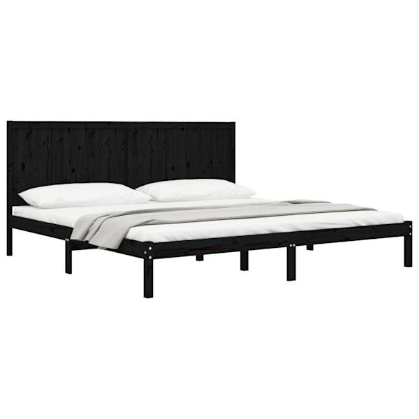 vidaXL Sängram svart massiv furu 200x200 cm Svart