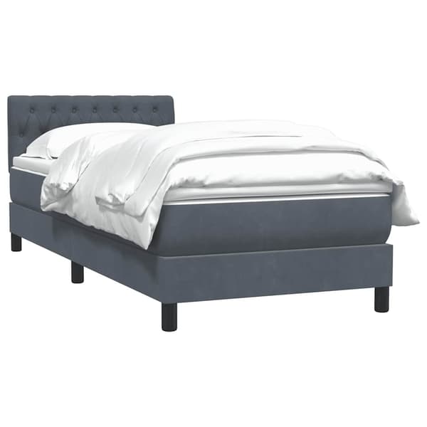 vidaXL Ramsäng med madrass mörkgrå 80x220 cm sammet Grå