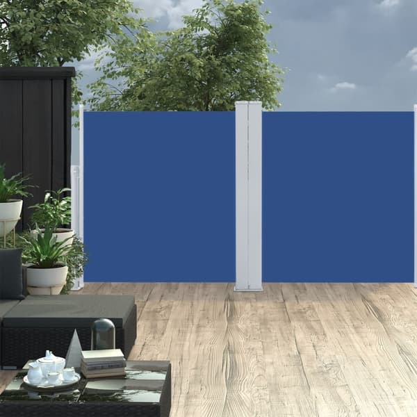 vidaXL Infällbar sidomarkis blå 100x600 cm Blå
