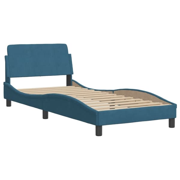 vidaXL Säng med madrass blå 90x190 cm sammet Blå