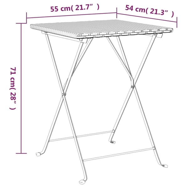 vidaXL Hopfällbart cafébord grå 55x54x71 cm konstrotting Grå