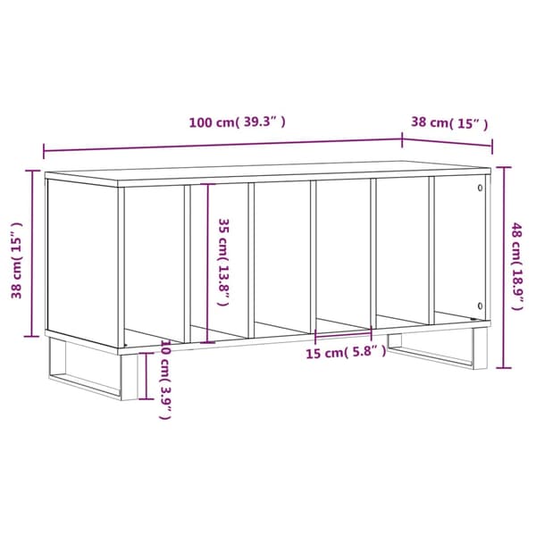 vidaXL Stereobänk vit 100x38x48 cm konstruerat trä Vit