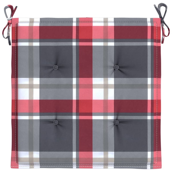 vidaXL Stolsdynor 2 st rödrutig 40x40x3 cm oxfordtyg multifärg