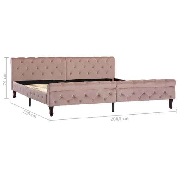 vidaXL Sängram rosa sammet 200x200 cm Rosa