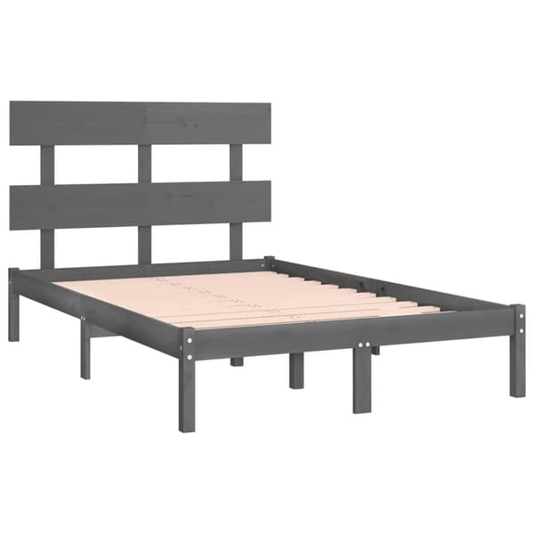 vidaXL Sängram grå massivt trä 150x200 cm Grå
