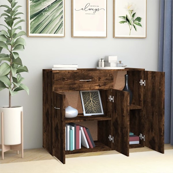 vidaXL Skänk rökfärgad ek 88x30x70 cm konstruerat trä Brun