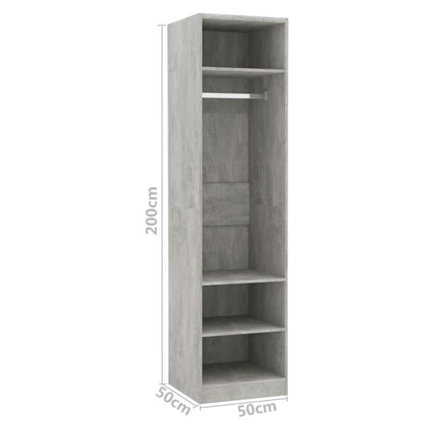 vidaXL Garderob betonggrå 50x50x200 cm konstruerat trä grå