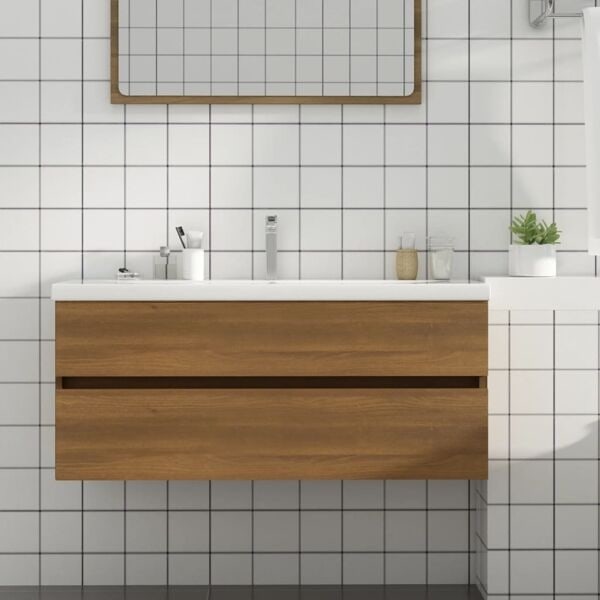 vidaXL Handfatsskåp brun ek 100x38,5x45 cm konstruerat trä Brun