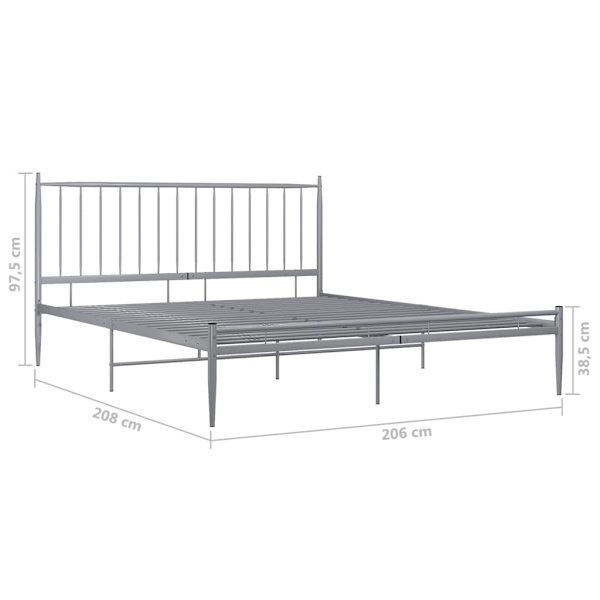 vidaXL Sängram grå metall 200x200 cm grå