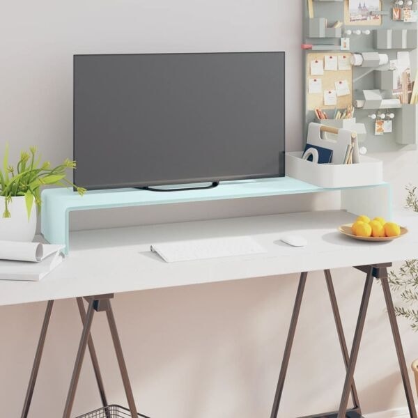 vidaXL TV-bord glas vit 100x30x13 cm Vit