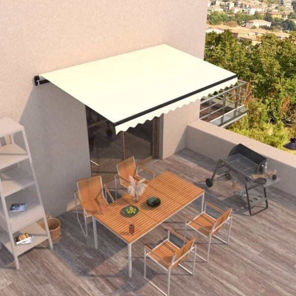 vidaXL Markis manuellt infällbar 450x350 cm gräddvit Creme