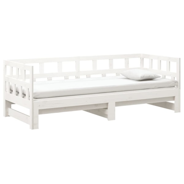 vidaXL Dagbädd utdragbar vit massiv furu 2x(90x200) cm Vit